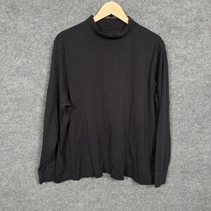 Land's End Womens Plus 2X‎ Top Shirt Black Mock Neck Stretch Minimalist Layering